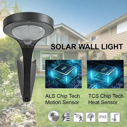 GSS Outdoor Solar Wall Lights LED 1000LM - Black Modern Motion Sensor, waterproof, dusk to dawn lights (2 Pack) TechnoVista